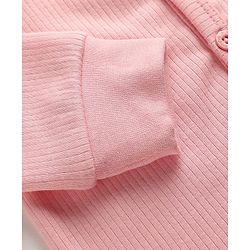 Babyhug Cotton Knit Full Sleeves Front Open Solid Coloured Thermal Wear Jhabla & Pant Set - Pink