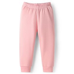 Babyhug Cotton Knit Full Sleeves Front Open Solid Coloured Thermal Wear Jhabla & Pant Set - Pink
