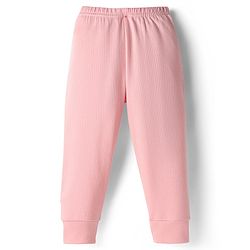Babyhug Cotton Knit Full Sleeves Front Open Solid Coloured Thermal Wear Jhabla & Pant Set - Pink
