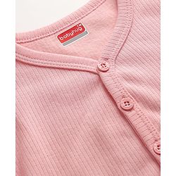 Babyhug Cotton Knit Full Sleeves Front Open Solid Coloured Thermal Wear Jhabla & Pant Set - Pink