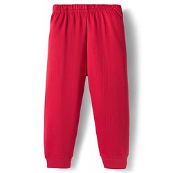 Babyhug Knit Full Sleeves Front Open Solid Thermal Vest & Pant Set - Red