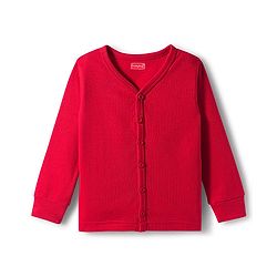 Babyhug Knit Full Sleeves Front Open Solid Thermal Vest & Pant Set - Red