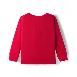Babyhug Knit Full Sleeves Front Open Solid Thermal Vest & Pant Set - Red