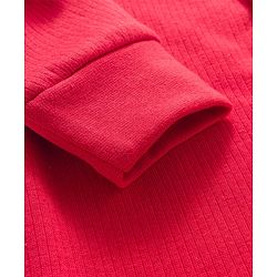 Babyhug Knit Full Sleeves Front Open Solid Thermal Vest & Pant Set - Red