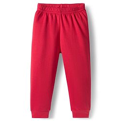 Babyhug Knit Full Sleeves Front Open Solid Thermal Vest & Pant Set - Red
