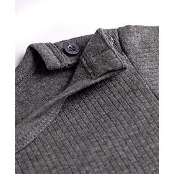 Babyhug Knit Full Sleeves Solid Pullover Thermal Vest - Grey