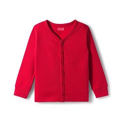 Babyhug Knit Full Sleeves Front Open Solid Color Thermal Inner Wear Vest - Red