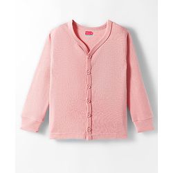 Babyhug Knit Full Sleeves Front Open Solid Color Thermal Inner Wear Vest - Pink