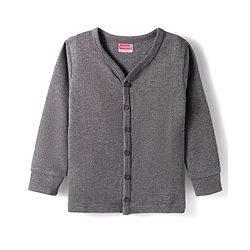 Babyhug Cotton Knit Full Sleeves Front Open Solid Colour Thermal Vest - Grey