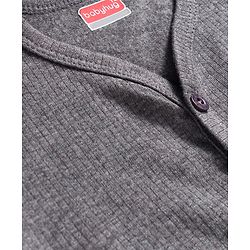 Babyhug Cotton Knit Full Sleeves Front Open Solid Colour Thermal Vest - Grey