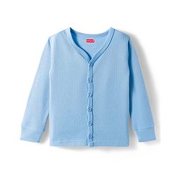 Babyhug Knit Full Sleeves Front Open Solid Color Thermal Inner Wear Vest - Light Blue