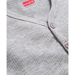 Babyhug Cotton Knit Full Sleeves Front Open Thermal Vests With Stripes - Light Grey