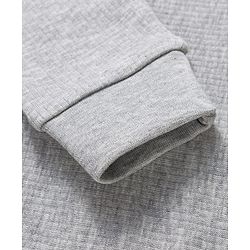Babyhug Cotton Knit Full Sleeves Front Open Thermal Vests With Stripes - Light Grey