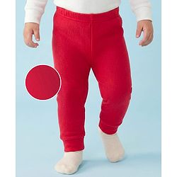 Babyhug Knit Full Length Solid Color Thermal Pant - Red