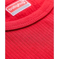 Babyhug Knit Full Sleeves Solid Thermal Vest & Pant Set - Red