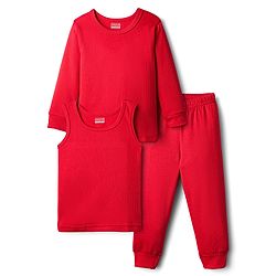Babyhug Knit Full Sleeves Solid Thermal Vest & Pant Set - Red