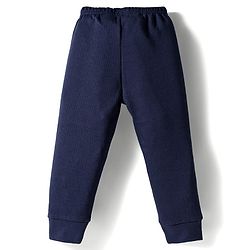 Babyhug Knit Full Length Solid Color Thermal Inner Wear Set with Vest - Navy Blue