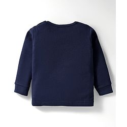 Babyhug Knit Full Length Solid Color Thermal Inner Wear Set with Vest - Navy Blue