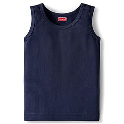 Babyhug Knit Full Length Solid Color Thermal Inner Wear Set with Vest - Navy Blue