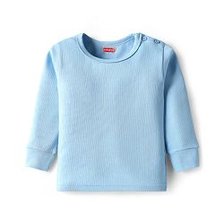Babyhug Knit Full Sleeves Solid Color Thermal Vests & Pant Set - Light Blue