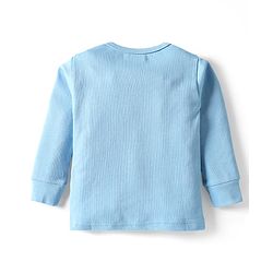 Babyhug Knit Full Sleeves Solid Color Thermal Vests & Pant Set - Light Blue