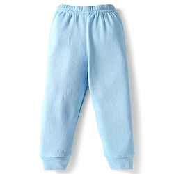 Babyhug Knit Full Sleeves Solid Color Thermal Vests & Pant Set - Light Blue