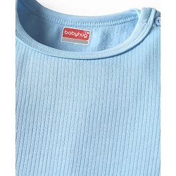 Babyhug Knit Full Sleeves Solid Color Thermal Vests & Pant Set - Light Blue
