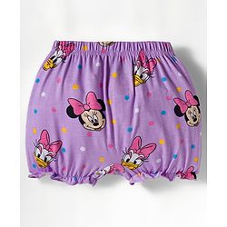 Babyhug Disney Single Jersey Knit Bloomers with Minnie & Friends Graphic Pack of 3 - Green Purple & White