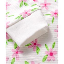 Babyhug Knit Full Sleeves Front Open Thermal Co-Ord Set With Floral Print - Off White