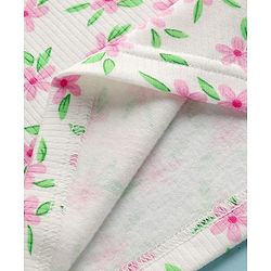 Babyhug Cotton Knit Full Sleeves Floral Printed Thermal Wear Set With Vest - Off White