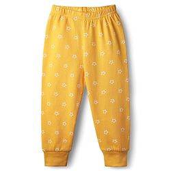 Babyhug Knit Full Sleeves Front Open Thermal Set With Star Print - Yellow