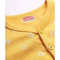 Babyhug Knit Full Sleeves Front Open Thermal Set With Star Print - Yellow