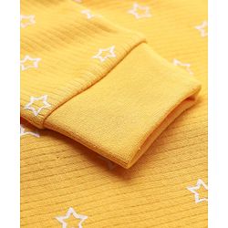 Babyhug Knit Full Sleeves Front Open Thermal Set With Star Print - Yellow