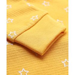 Babyhug Knit Full Sleeves Front Open Thermal Set With Star Print - Yellow