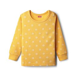 Babyhug Knit Full Sleeves Pullover Thermal Set With Star Print - Yellow