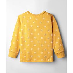Babyhug Knit Full Sleeves Pullover Thermal Set With Star Print - Yellow