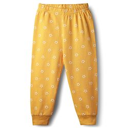 Babyhug Knit Full Sleeves Pullover Thermal Set With Star Print - Yellow