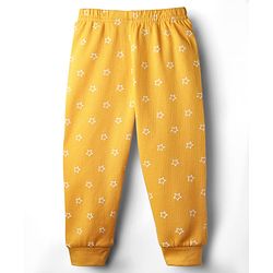 Babyhug Knit Full Sleeves Pullover Thermal Set With Star Print - Yellow
