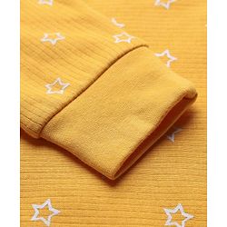 Babyhug Knit Full Sleeves Pullover Thermal Set With Star Print - Yellow