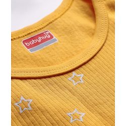 Babyhug Knit Full Sleeves Pullover Thermal Set With Star Print - Yellow