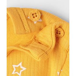 Babyhug Knit Full Sleeves Pullover Thermal Set With Star Print - Yellow