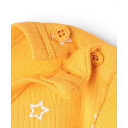 Babyhug Knit Full Sleeves Pullover Thermal Set With Star Print - Yellow