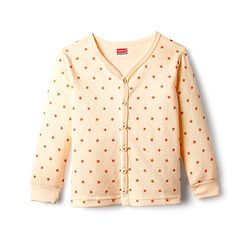 Babyhug Knit Full Sleeves Front Open Thermal Vest & Pant Set with Star Print - Peach