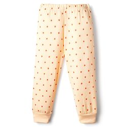 Babyhug Knit Full Sleeves Front Open Thermal Vest & Pant Set with Star Print - Peach