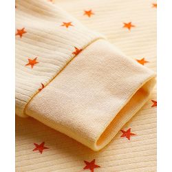 Babyhug Knit Full Sleeves Pullover & Sleeveless Thermal Vest & Pant Set with Star Print - Peach
