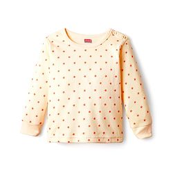 Babyhug Knit Full Sleeves Pullover & Sleeveless Thermal Vest & Pant Set with Star Print - Peach