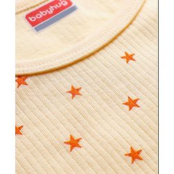 Babyhug Knit Full Sleeves Pullover & Sleeveless Thermal Vest & Pant Set with Star Print - Peach