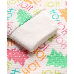 Babyhug Knit  Full Sleeves Front Open Thermal Vest And Pant Set With Text  Print - Off-White