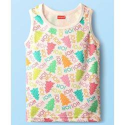 Babyhug  Knit Full Sleeves Thermal Vests & Pant Set with Text  Print - Off-White