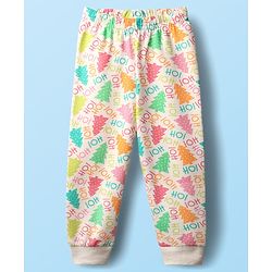 Babyhug  Knit Full Sleeves Thermal Vests & Pant Set with Text  Print - Off-White